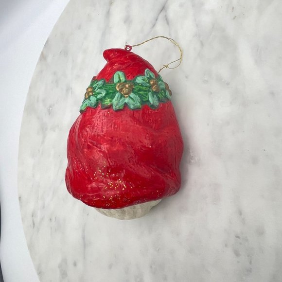 Santa Claus Head Face Ornament Bauble Christmas Plastic Poinsettia Hollow Glitte - Picture 2 of 8